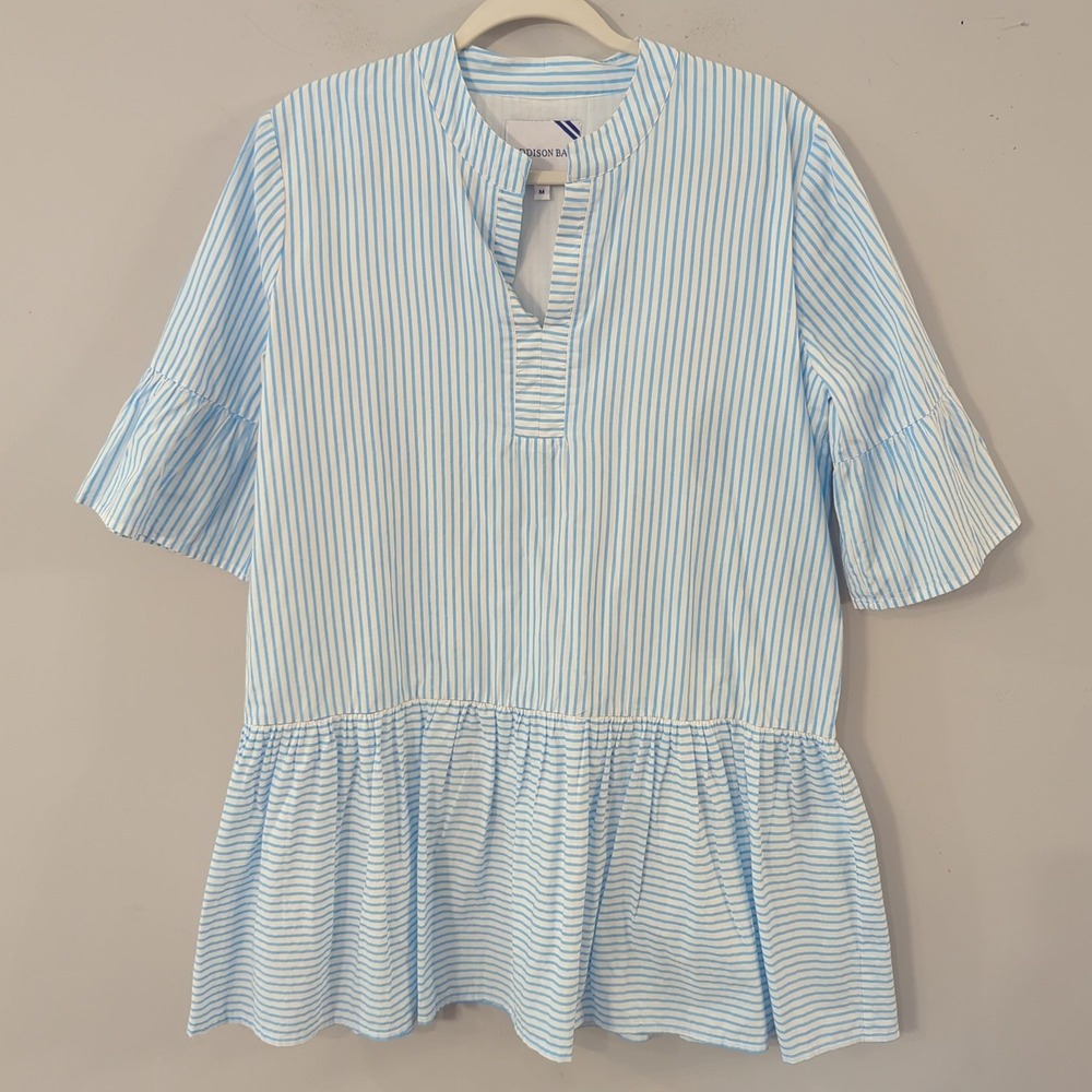 Addison Bay Dress Blue White Stripe Size Medium‎ Tuckernuck - Picture 3 of 9